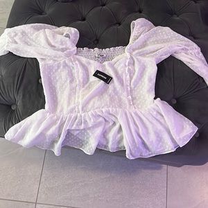 Off the shoulder white top